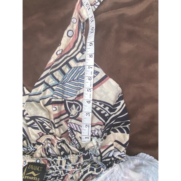 Vtg maxi sundress Halter neck fit and flare cotton boho gypsy cottage core M - Picture 10 of 12